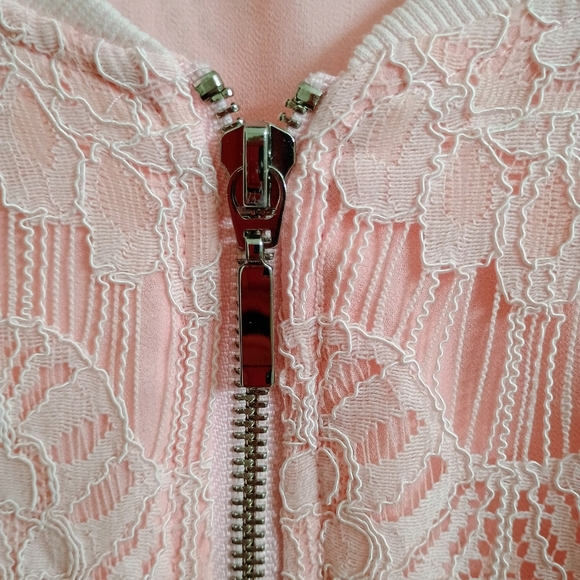 Marc Bouwer Pink Lace Bomber Jacket - Picture 5 of 7